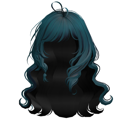 Blue & Black Cute Wavy Anime Side Braid Hair Roblox item