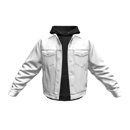 White Denim Jacket & Layered Black Hoodie