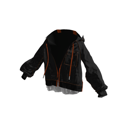 Black Y2K Orange Accent Zip Hoodie [PBR]