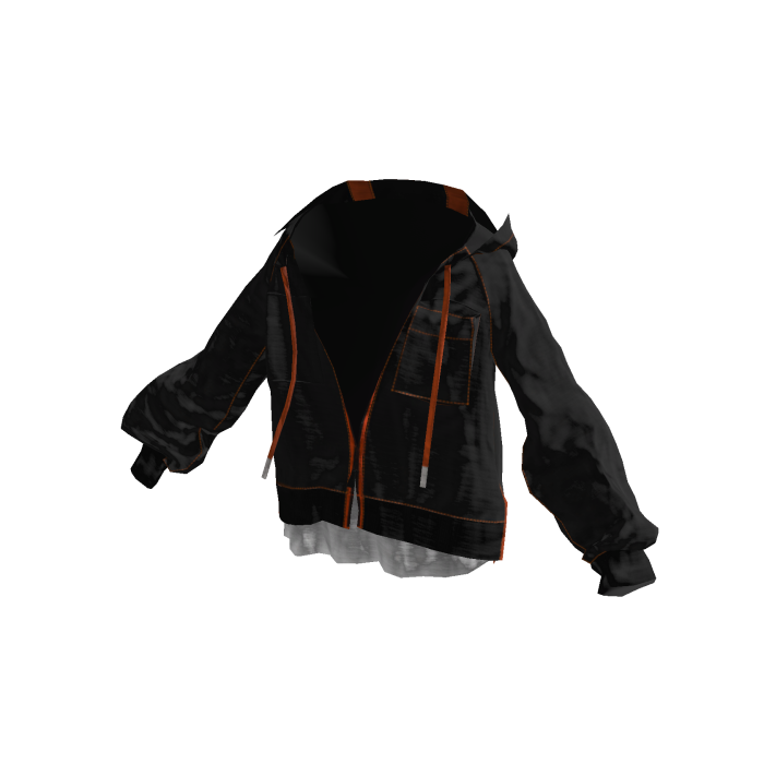 Black Y2K Orange Accent Zip Hoodie [PBR]