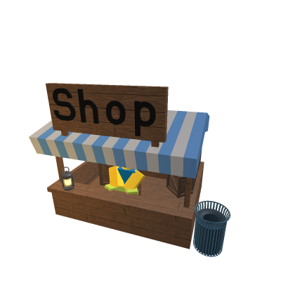 Shop with trash can