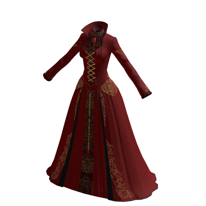 strapless open back dress Medieval Vampire Adult Black Red Halloween Costume - Imported