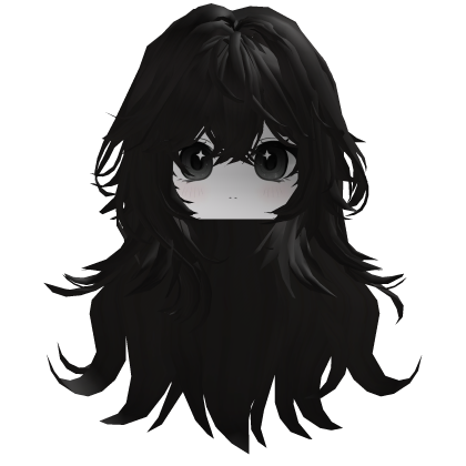 Black Emo Wavy Hair w/ Cute Girl Face Y2k Roblox item