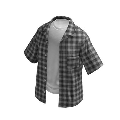 Layered Light Grey Plaid Overshirt