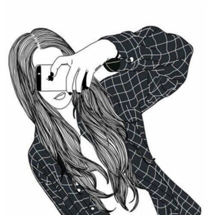 Black and White Girl Outline Roblox decal