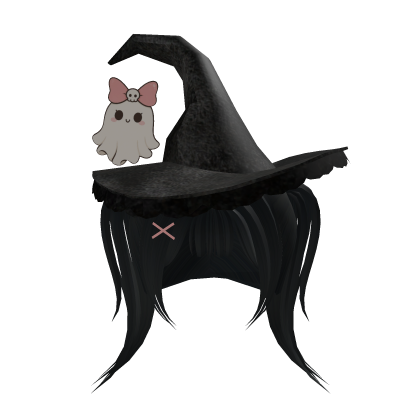 Black Halloween Witch Pigtails w/ Ghost Friend Roblox item