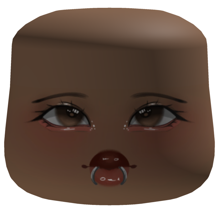 Cute Makeup Blush Cheeks Face W/ Lip Piercings