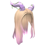 Long Blonde Hair with Pink Horns