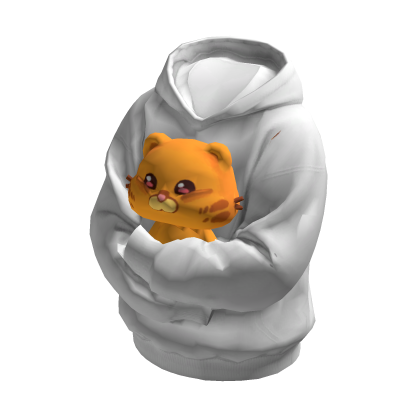 Orange Cat Huggable Holdable Sweater White Hoodie
