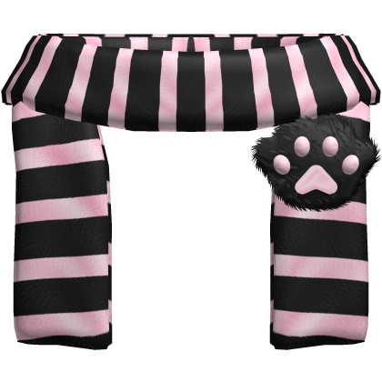 Kawaii Cozy Striped Winter Paw Scarf Black & Pink