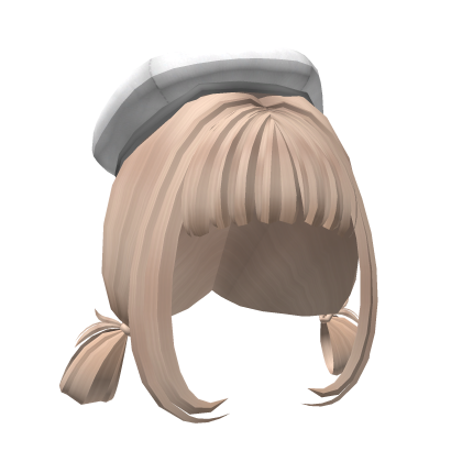 Aesthetic pretty anime blonde hair w white beret Roblox item
