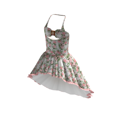 Highlow Halter Dress - Pink Floral