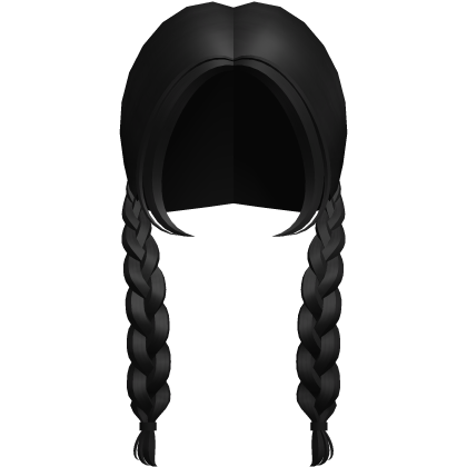 ♡ cute low long double braids in black Roblox item