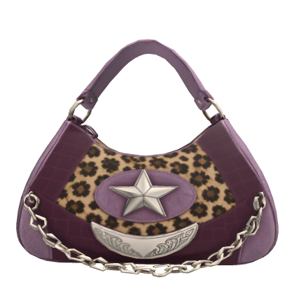 Purple plum leopard star shoulder bag