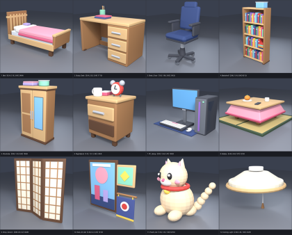 Anime Bedroom Props Kawaii Room Furniture x12 preview 4