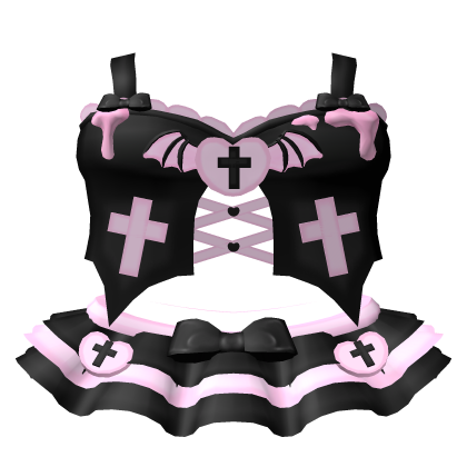 . ‿ ♡ cute black pink nurse bat halloween cors