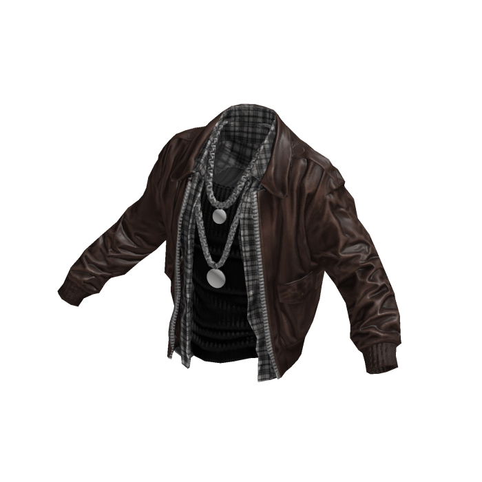 Brown Leather Jacket Layered w/ Flannel