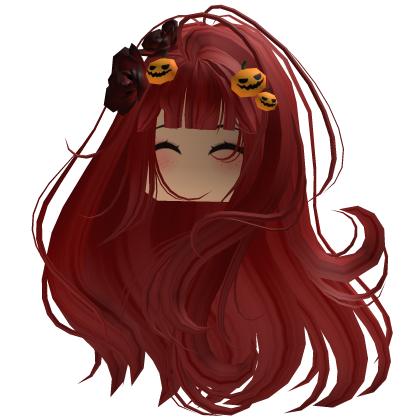 Red Wavy Gothic Rose & Pumpkin Hair w/ Face