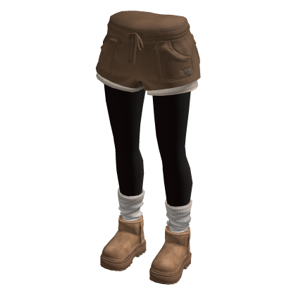 Drawstring Shorts with Contrast Trim (Brown)