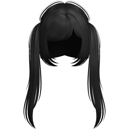 ♡ kawaii straight long black anime pigtails Roblox item