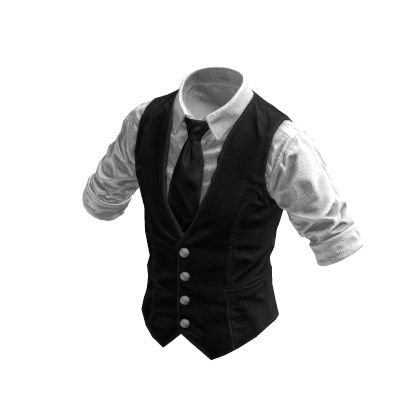 Formal Smart Suit Vest Tie Rolled Up Sleeves Black