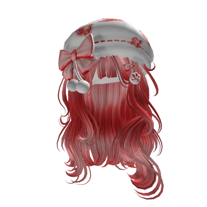 Kawaii Girl Wavy Red Hair w Beret Roblox item thumbnail