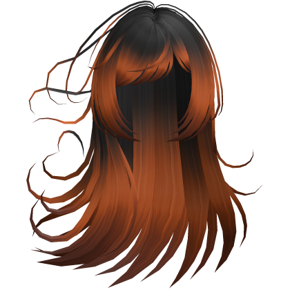 Orange & Black Long Layered Wispy Windy Hair Roblox item