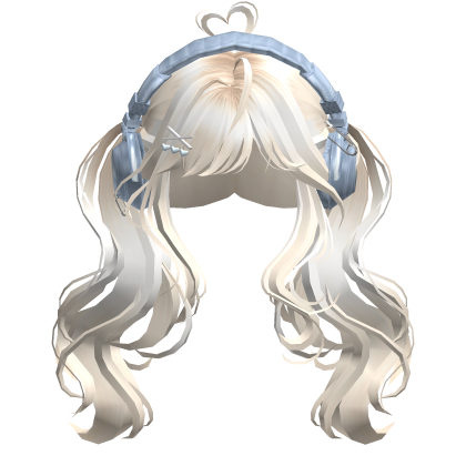 Cute Wavy Pigtails w/Headphonnes (Beige)