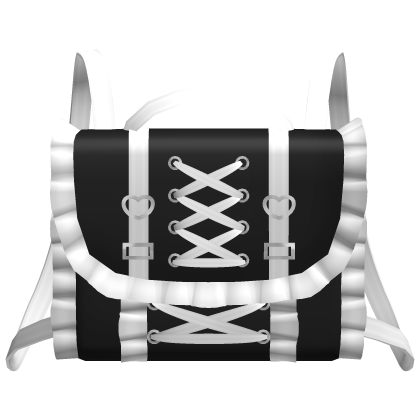 kawaii ruffled white n black letter backpack 1.0 Roblox item