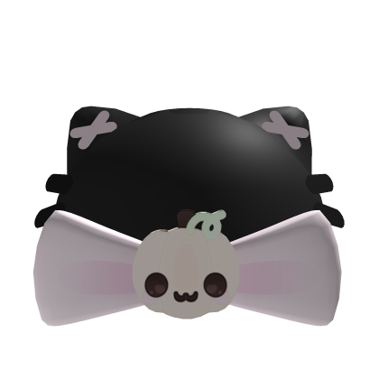 Cute Black Halloween Beanie With Pumpkin And Bow Roblox item
