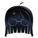 ♡ Dark blue cute short student girl hair w glasses