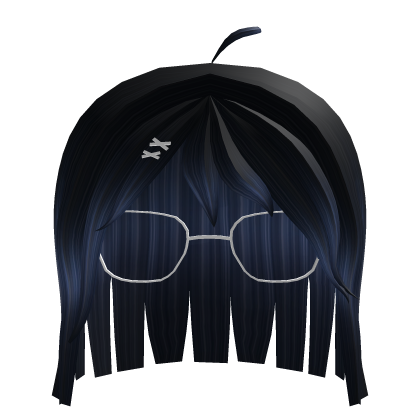 ♡ Dark blue cute short student girl hair w glasses thumbnail