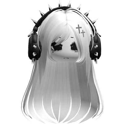 Punk Straight Hair W/ Headphones White V2