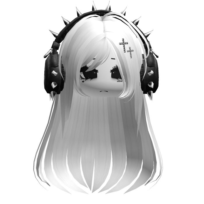 Punk Straight Hair W/ Headphones White V2