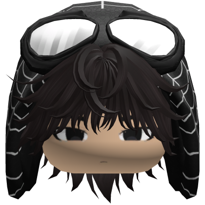 Spider Black Hood Boy Messy Dark Brown Hair w/Face Roblox item
