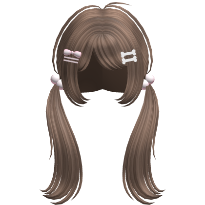 🤍 cutecore pigtails with hair clips brown