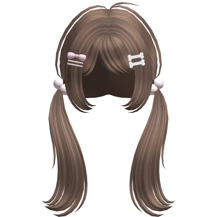 🤍 cutecore pigtails with hair clips brown