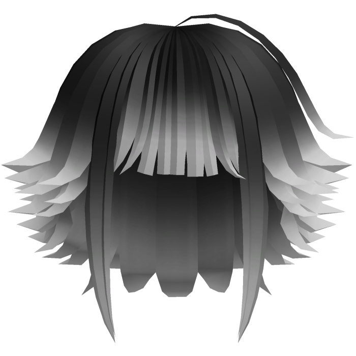 kawaii messy bob hair with tufts in black to white