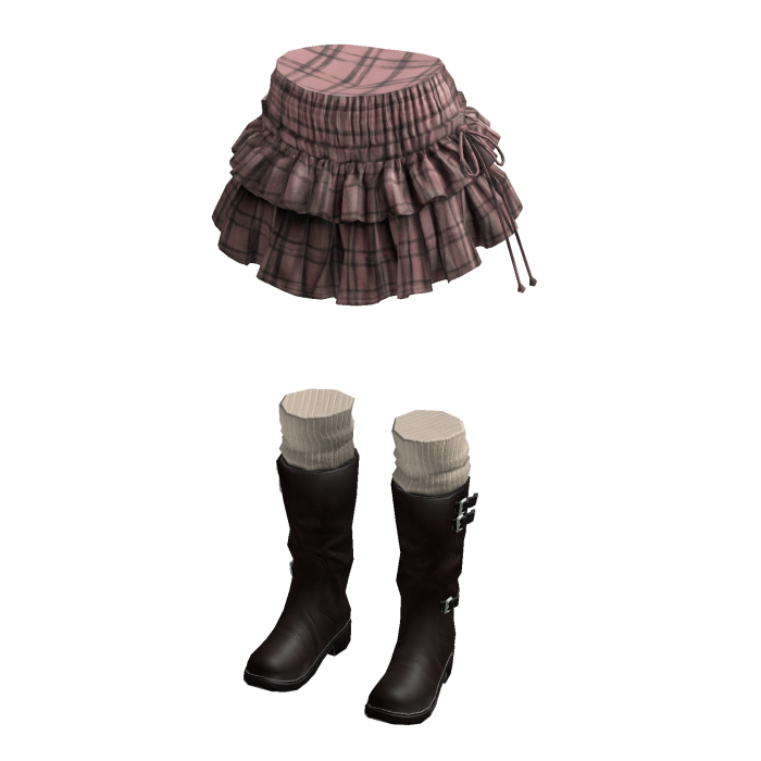 Plaid Mini Skirt with Tiered Ruffles (Pink)