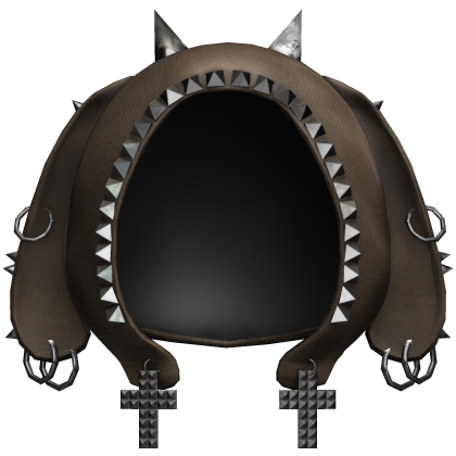brown emo distressed studded hood