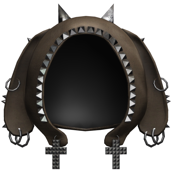 brown emo distressed studded hood