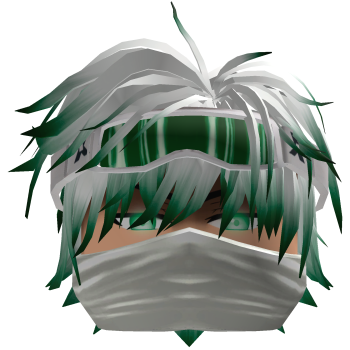 Spiky Hair w/ Mask & Ski Goggles - White Green