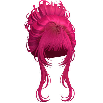Messy Elegant Anime Bun Hot Pink