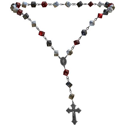 🍎 [woman] black white red y2k emo dice rosary