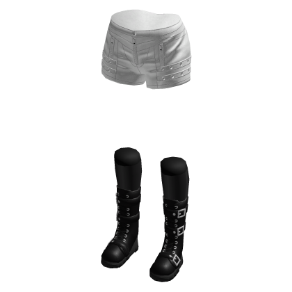 Goth Studded Shorts w/ Combat Boots (White)