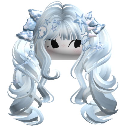 ♡ Scene Fluffy Gyaru Pigtails (Pastel Blue)