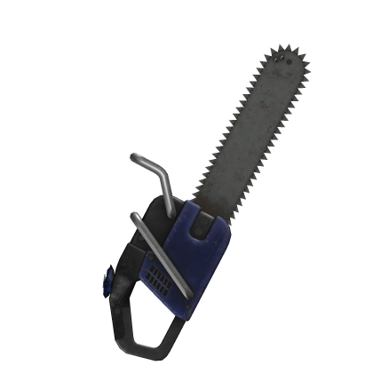 scary rusty halloween chainsaw in blue