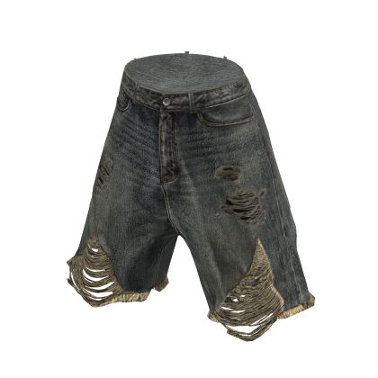💗 STREET RIPPED DENIM JORTS _ KHAKI