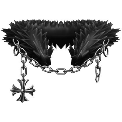 Black White Light Chain Heraldic Pendant Neck Fur