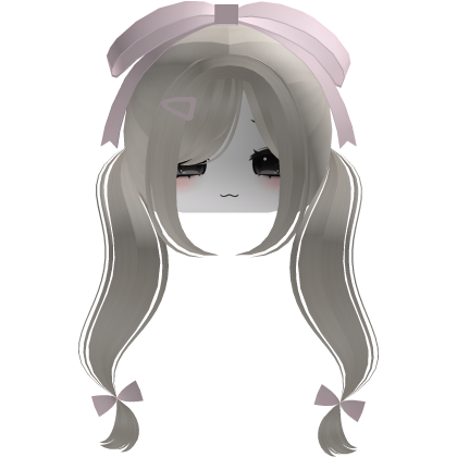 ♡ cute blonde hair with pink bow + moe face mask Roblox item